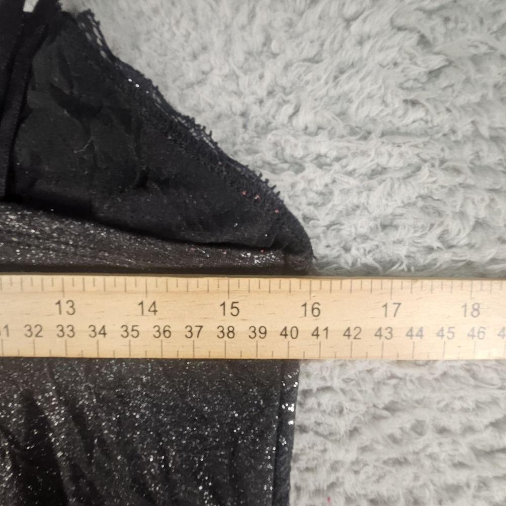 Vtg Vanity Cami Top Junior L Black Metallic Lace Trim Crinkle Y2K Whimsigoth 90s - Picture 9 of 10